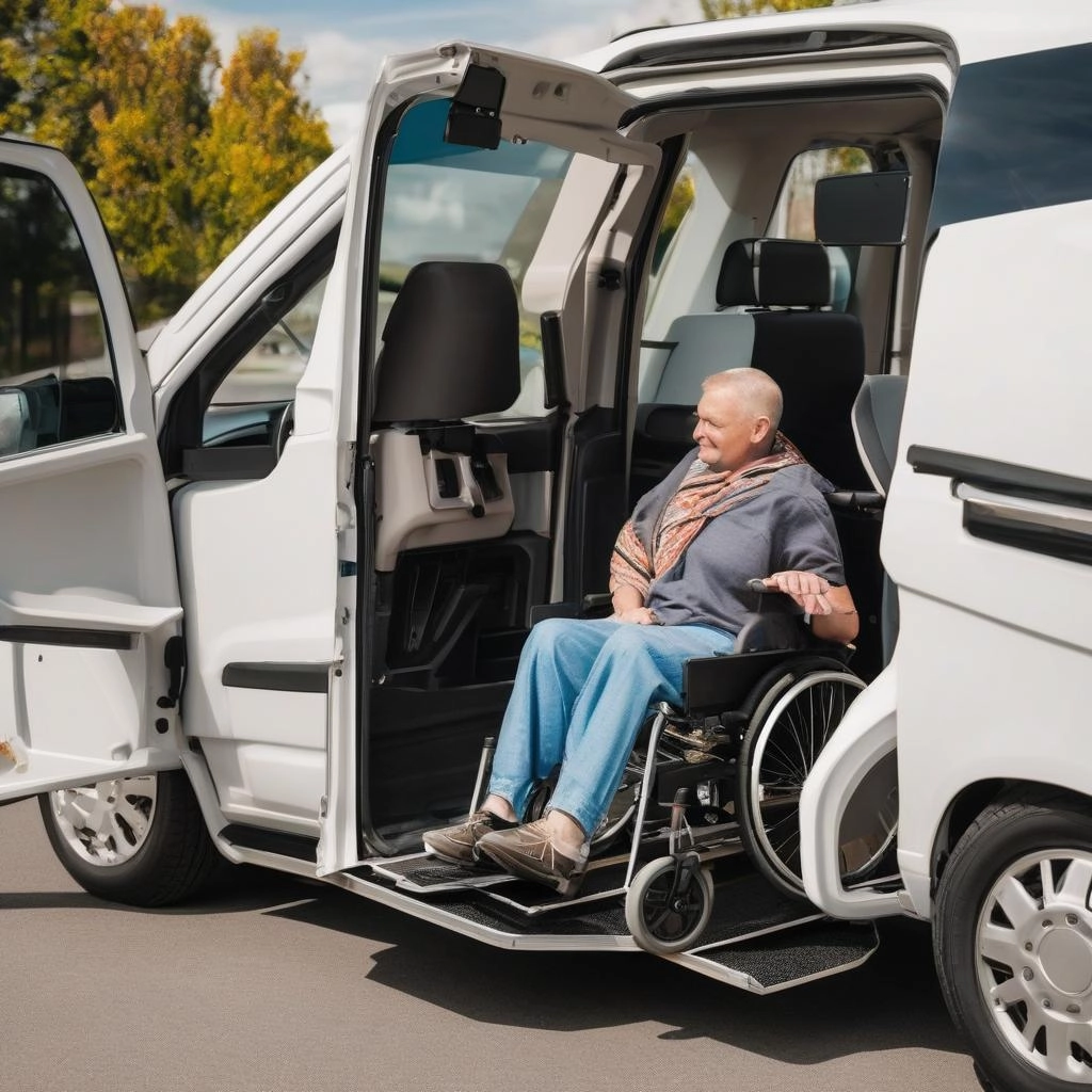 Image d'un véhicule aménagé pour une personne handicapée minibus